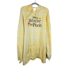 Disney Yellow Winnie The Pooh Kangroo Pocket Hooded Pullover Women's 6XL